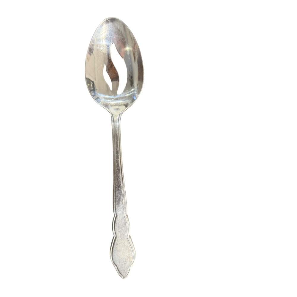 Vintage International Silver Gigi Stainless Korea Pierced Slotted Serving Spoon